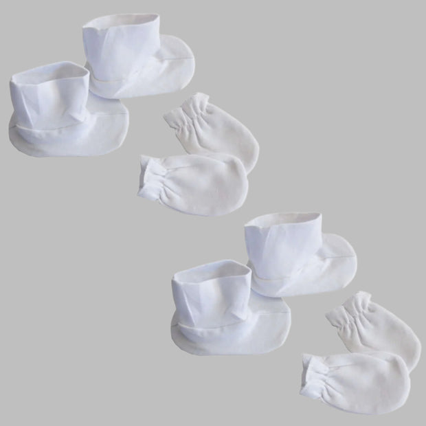 Bambini Infant Booties & Mitten Set White (Pack of 2)