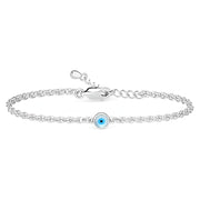 Beautifull Silver Evil Eye Chain Bracelet For Women Size 10X7.9X3.1