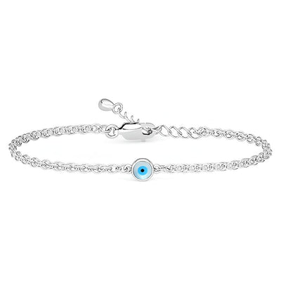 Beautifull Silver Evil Eye Chain Bracelet For Women Size 10X7.9X3.1