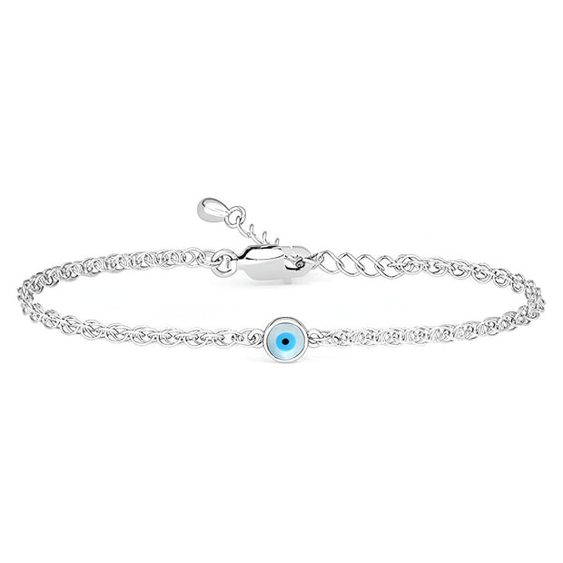 Beautifull Silver Evil Eye Chain Bracelet For Women Size 10X7.9X3.1