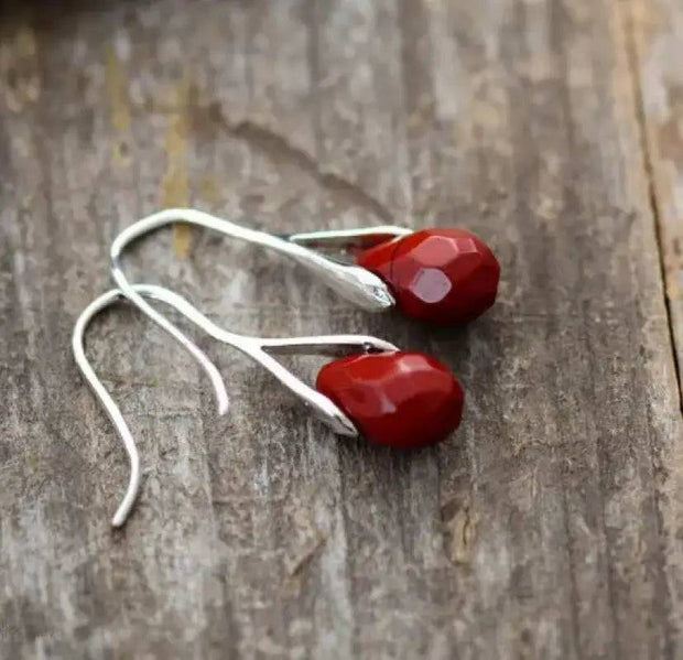 Bohemian Red Jasper Drop Earrings – Genuine Semi-Precious Stone Jewelry