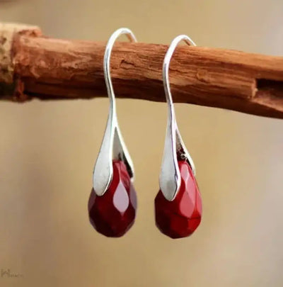 Bohemian Red Jasper Drop Earrings – Genuine Semi-Precious Stone Jewelry