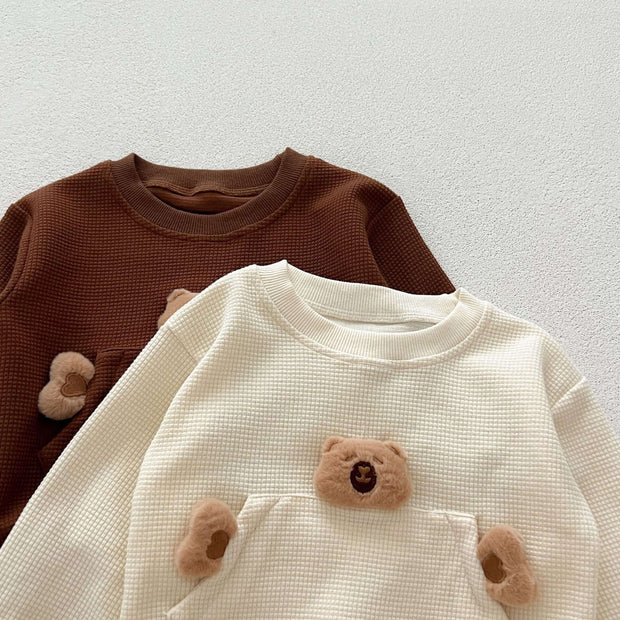 Cozy Teddy Toys Two-Piece Set for Babies &amp; Toddlers - Casual Waffle Knit Pullover & Pants