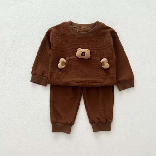 Cozy Teddy Toys Two-Piece Set for Babies &amp; Toddlers - Casual Waffle Knit Pullover & Pants