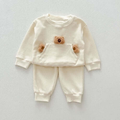 Cozy Teddy Toys Two-Piece Set for Babies &amp; Toddlers - Casual Waffle Knit Pullover & Pants