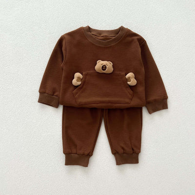 Cozy Teddy Toys Two-Piece Set for Babies &amp; Toddlers - Casual Waffle Knit Pullover & Pants