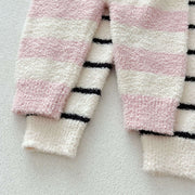 Cute and Versatile Two-Piece Set: Round Neck Fleece Top and Pants