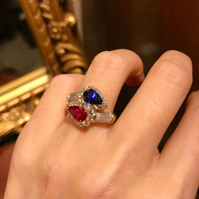 Vintage Brushed Two-tone Drop-Shaped Ring – Adjustable, Elegant Gold-Plated Jewelry for Women-Shoppers Preferred Choice