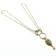 Exquisite 14KT Gold-Filled Filigree Necklace with Crystals & Pearls