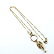 Exquisite 14KT Gold-Filled Filigree Necklace with Crystals & Pearls