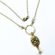 Exquisite 14KT Gold-Filled Filigree Necklace with Crystals & Pearls