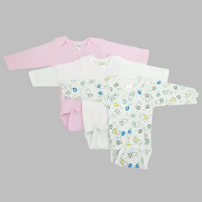Girls' Long Sleeve Printed Onesie Variety Pack