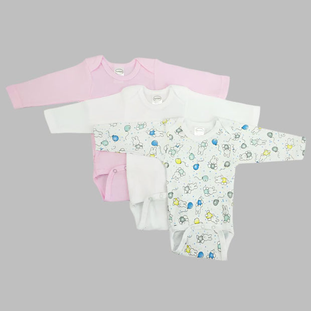 Girls' Long Sleeve Printed Onesie Variety Pack