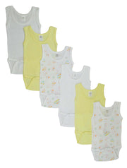 Girls’ Sleeveless Variety Print Cotton Tank Top Bodysuits – 6-Pack