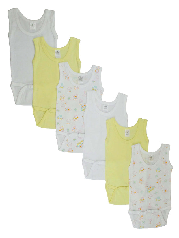 Girls’ Sleeveless Variety Print Cotton Tank Top Bodysuits – 6-Pack