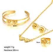 Gold Heart Patterned Jewelry Set