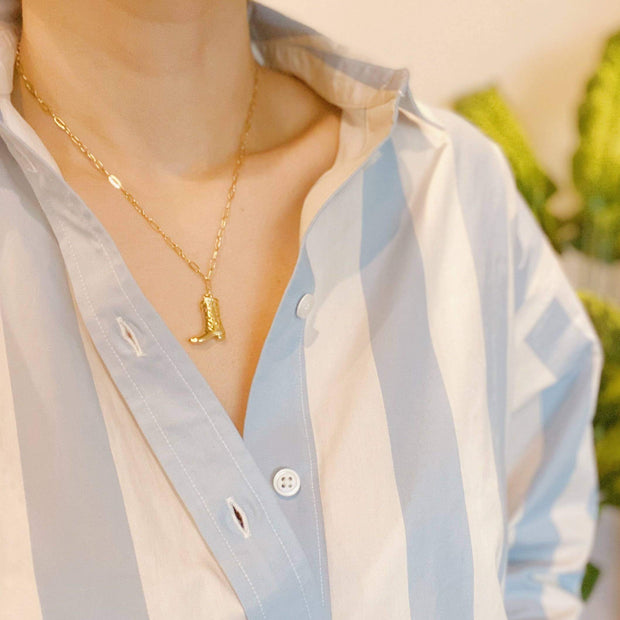Golden Cowgirl Boot Necklace – Western Charm with a Modern Twist