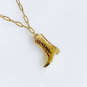 Golden Cowgirl Boot Necklace – Western Charm with a Modern Twist