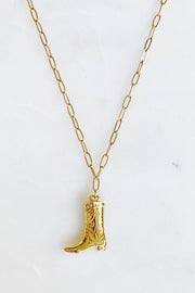 Golden Cowgirl Boot Necklace – Western Charm with a Modern Twist