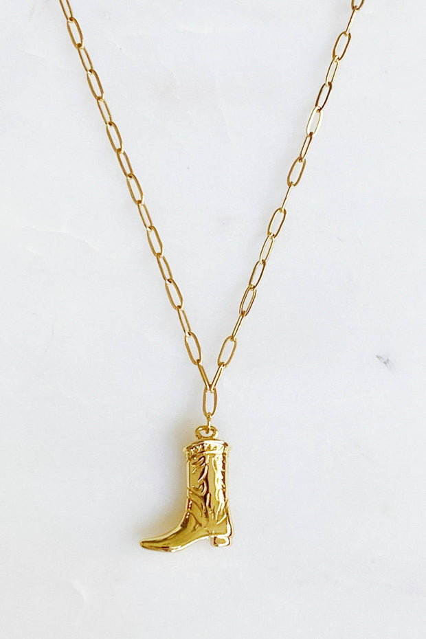 Golden Cowgirl Boot Necklace – Western Charm with a Modern Twist