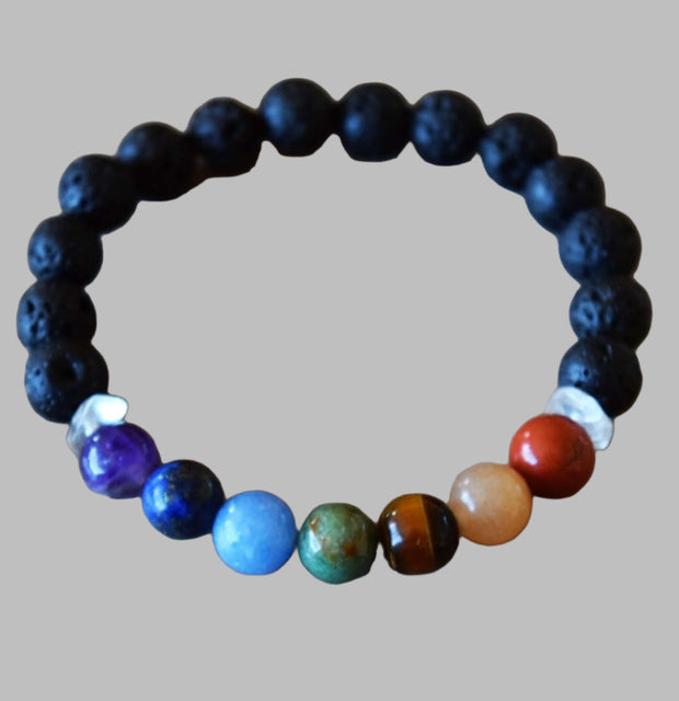 Handmade Aromatherapy Chakra Bracelet with Lava Stones Natural Gemstones