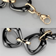 IP Rose Gold Stainless Steel Bracelet with Ceramic Center