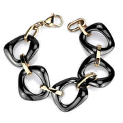 IP Rose Gold Stainless Steel Bracelet with Ceramic Center
