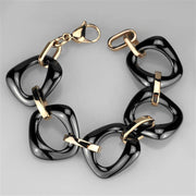 IP Rose Gold Stainless Steel Bracelet with Ceramic Center