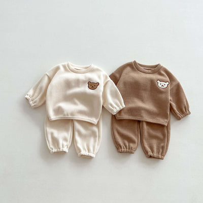 Infant Baby Unisex Bear Head Long-Sleeved Combo Pants Set