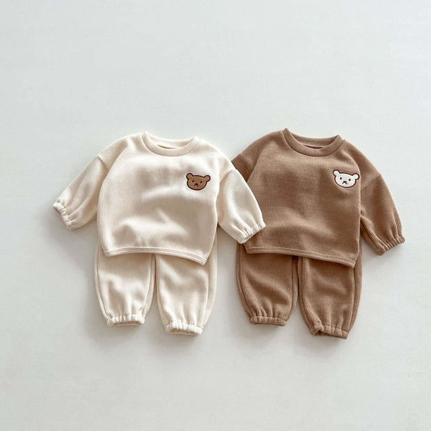 Infant Baby Unisex Bear Head Long-Sleeved Combo Pants Set