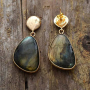 Labradorite Drop Earrings – Natural Elegance with Bohemian Flair
