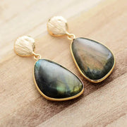 Labradorite Drop Earrings – Natural Elegance with Bohemian Flair