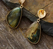 Labradorite Drop Earrings – Natural Elegance with Bohemian Flair