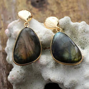 Labradorite Drop Earrings – Natural Elegance with Bohemian Flair