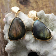 Labradorite Drop Earrings – Natural Elegance with Bohemian Flair