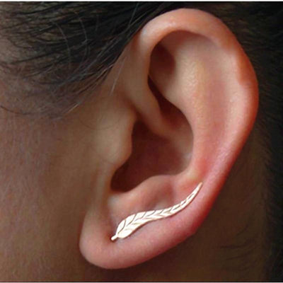 Leaf Crawler Earrings - Zinc Alloy Climber Style
