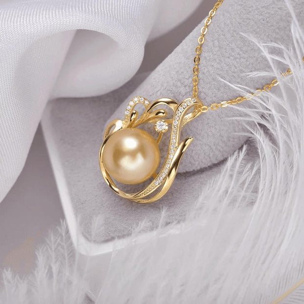 LuxeJewels™ – OceanGold™ Saltwater Pearl Pendant (925 Silver)