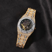 Luxury Iced Rhinestone Mechanical Watch Hip-hop Rapper Hollow Waterproof Quartz Clock Wristwatch 2025 New Fashion Jewelry Gift