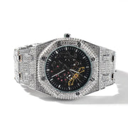Luxury Iced Rhinestone Mechanical Watch Hip-hop Rapper Hollow Waterproof Quartz Clock Wristwatch 2025 New Fashion Jewelry Gift