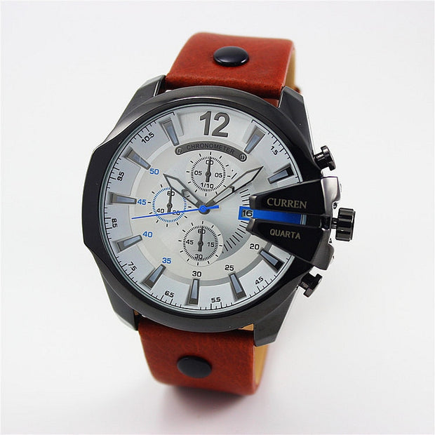 Men's Fashion & Casual Quartz Wristwatch with Leather Band