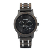Men's Round Wooden Quartz Watch