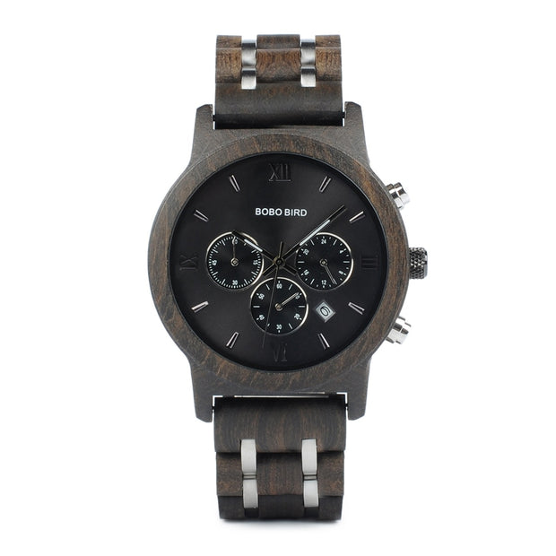 Men's Round Wooden Quartz Watch