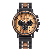 Men's Round Wooden Quartz Watch