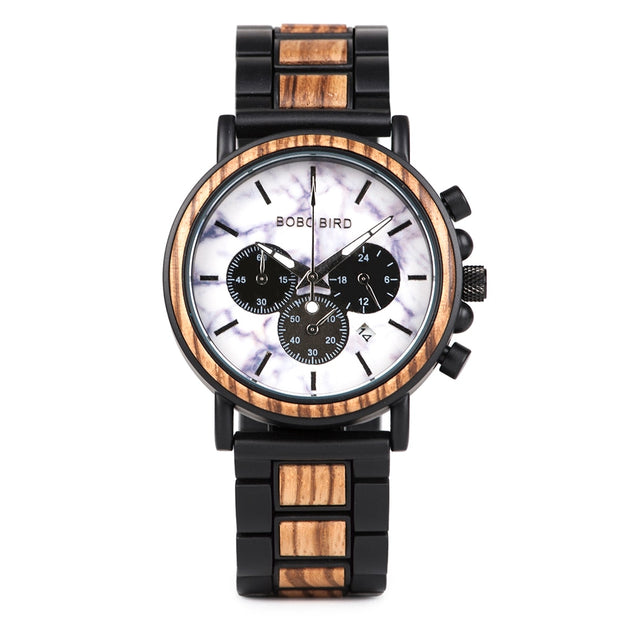 Men's Round Wooden Quartz Watch