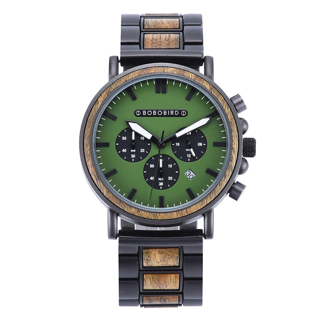 Men's Round Wooden Quartz Watch
