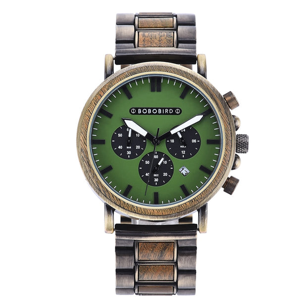 Men's Round Wooden Quartz Watch