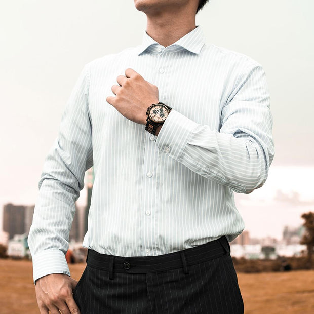 Men's Round Wooden Quartz Watch