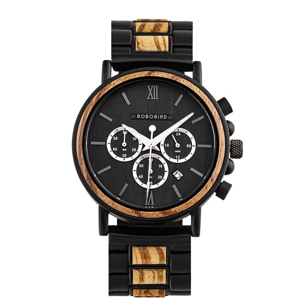 Men's Round Wooden Quartz Watch