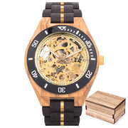 Men's Water-Resistant Wooden Mechanical Watch