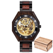 Men's Water-Resistant Wooden Mechanical Watch